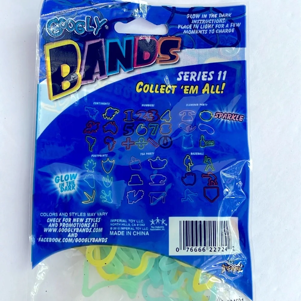Glow in the Dark Rubber Band Bracelets Footprints Multicolor NWT